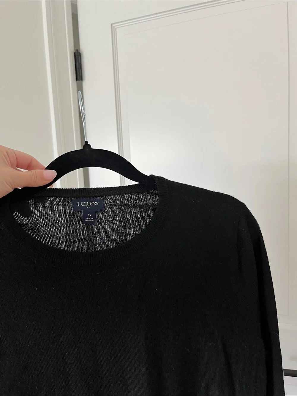 J. Crew Men's Black Crewneck Wool-Blend Sweater